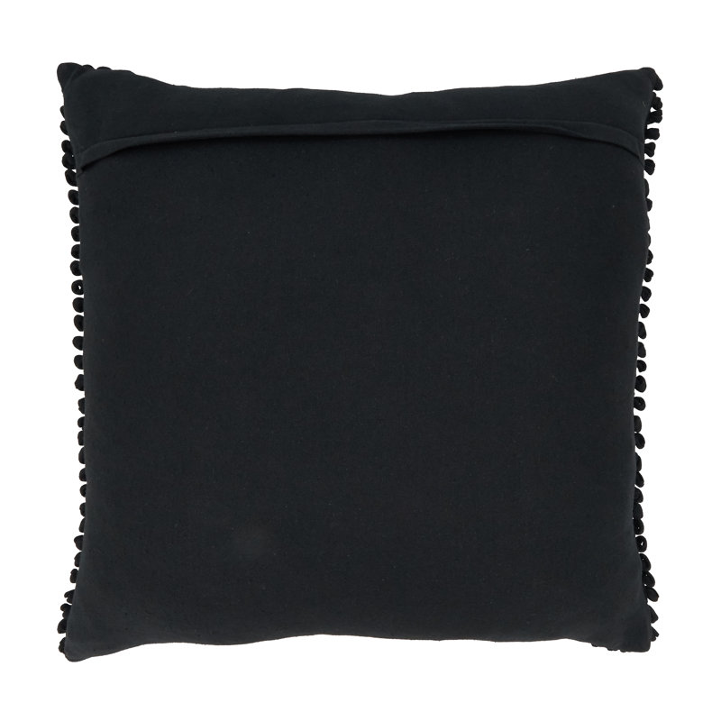 Zandra Collection Cotton Throw Pillow, Black, Down, 20"H x 20"W