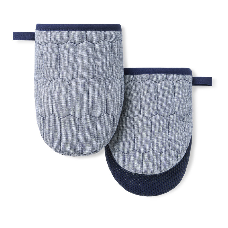 Ensemble de 2 mini-gants matelassés en chambray matelassés MARTHA STEWART - rouge 5,5 po x 8 po, Marine