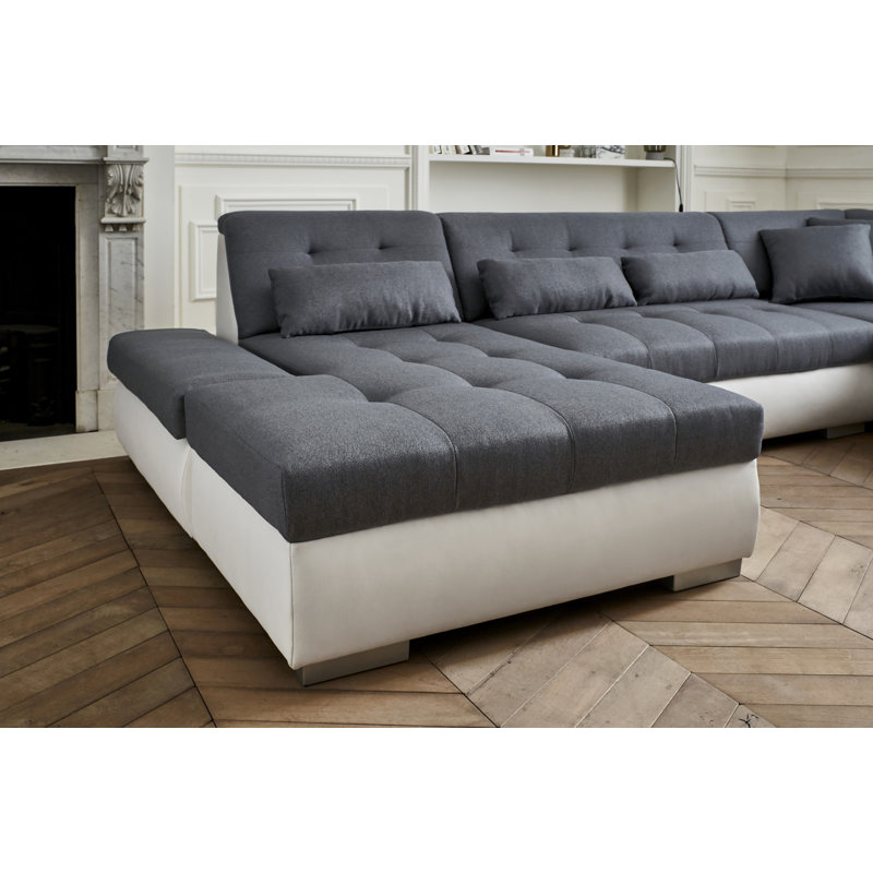 Vermont 7 Seater Corner Sectional, Right Hand Facing, White/Grey