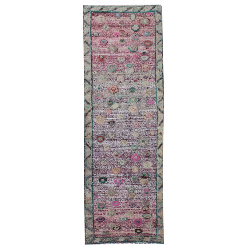 Rectangle 76 cm x 311 cm Geometric Hand Knotted Area Rug