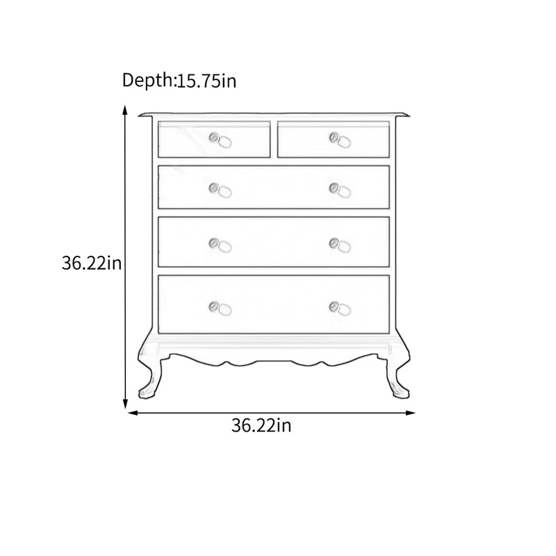 Armoire à cinq tiroirs avec plateau spacieux