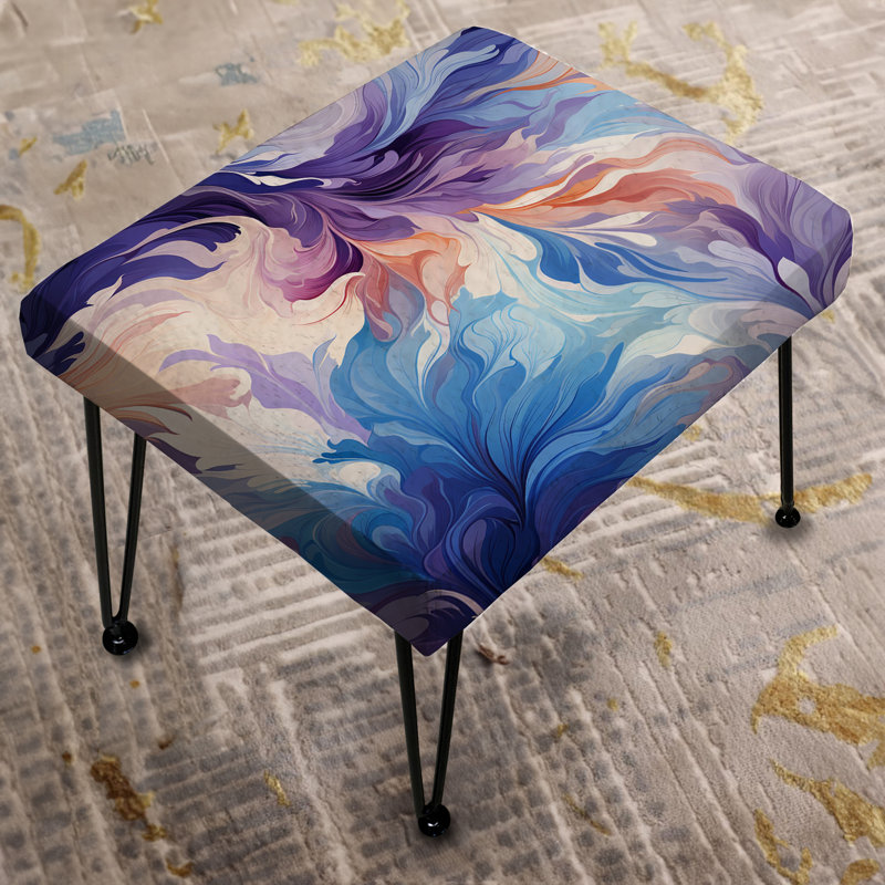 Mirage Ikat céleste mauve et bleu - Repose-pieds rectangulaire abstrait