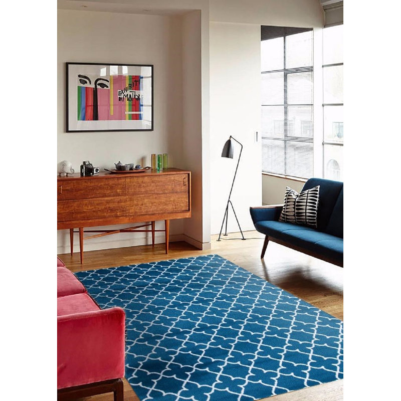 Tapis intérieur / extérieur turquoise Alanson, Rectangle 10 pi x 13 pi