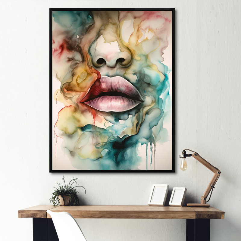 «Colorful Lips», reproduction sur toile, Cadre flottant noir, H 44 po x l 34 po x P 1,5 po
