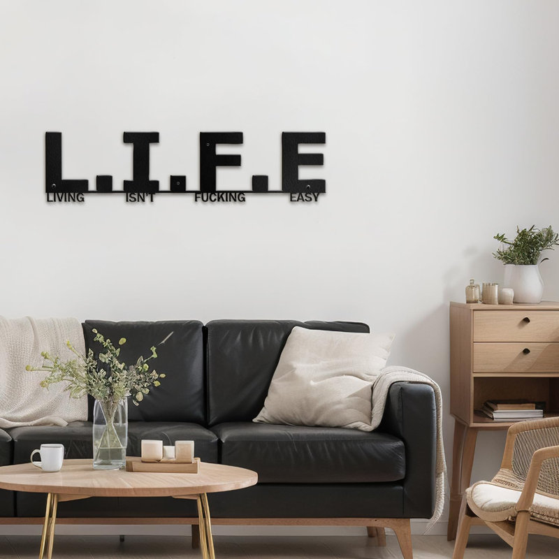 «Living Is not Easy», décoration murale en métal, lettre fendue, cadeau unique, décoration murale, Noir