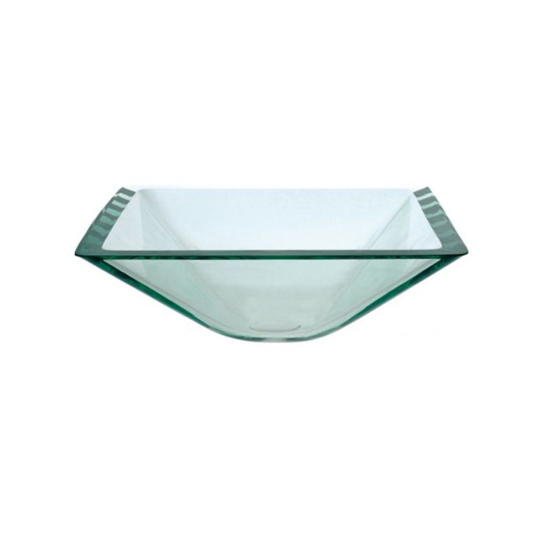 Square Glass Vessel Bathroom Sink, Antique Brass
