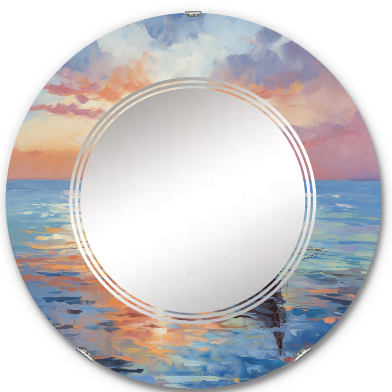 Gauche - Miroir mural moderne rond, 24 po x 24 po