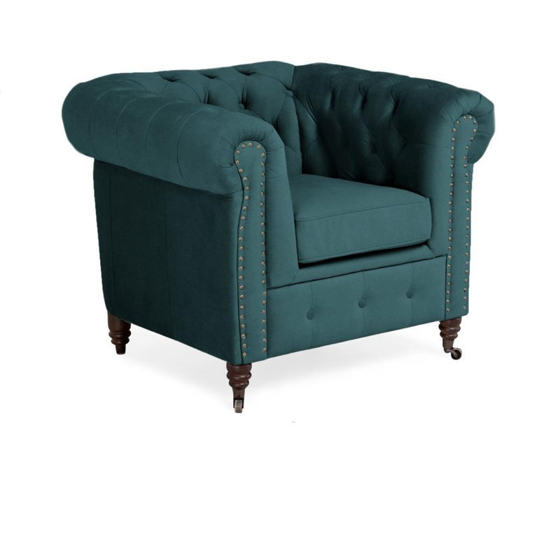 Lakefront Velvet Armchair, Turquoise