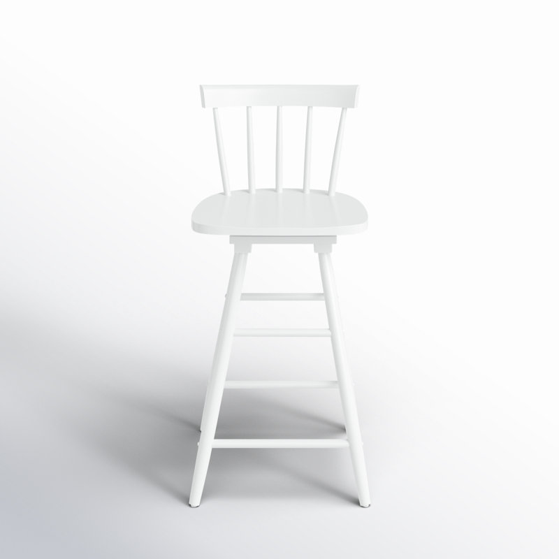 Portside Swivel Solid Wood Counter Stool, White