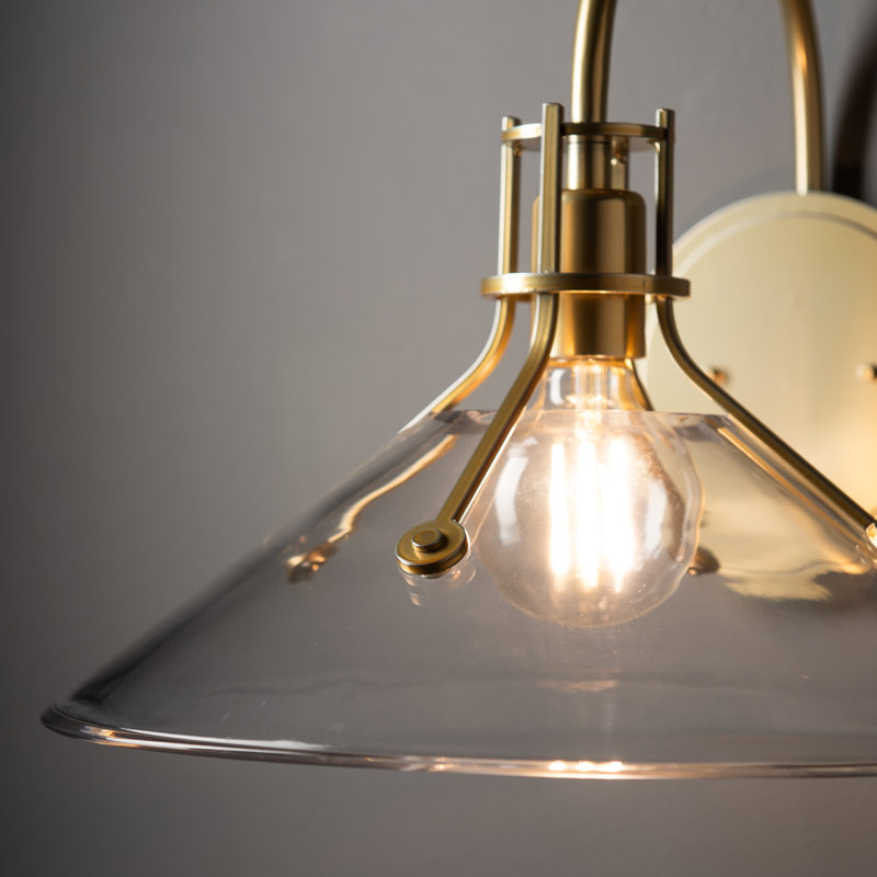 Henry Glass Shade Wall Sconce, 16.8"D x 14.4"W x 12.9"H, Modern Brass, Clear Glass
