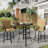 Bar Height Patio Table, High Top Outdoor Table with Tempered Glass Top, Rust-Proof Metal Frame, All-Weather High Top Table for Backyard, Garden, Poolside and Balcony