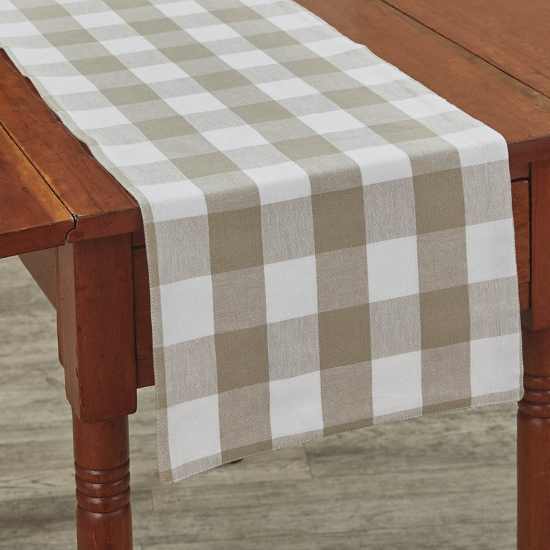 Amair Rectangular Plaid Table Runner, Dark Gray , 54" x 13"