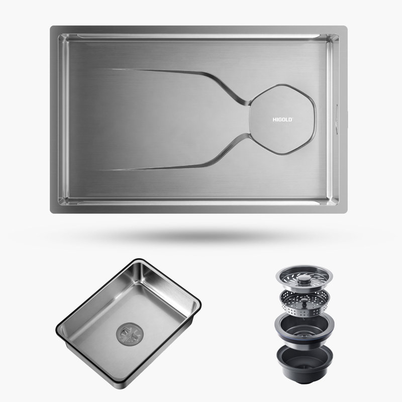 Évier de cuisine en acier inoxydable encastrable 30 po avec lavabo encastré HIGOLD LS1. L 30 po x l 17 po x H 8,8 po 