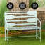 Banc de jardin en métal bleu sarcelle