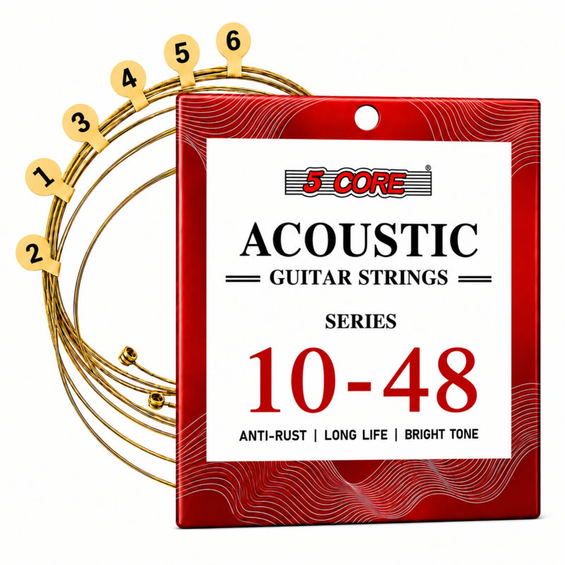 5 cordes de guitare acoustique 0,010-0,047 robuste de calibre en acier avec tons vifs pour 6 cordes, Argent