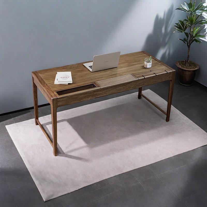 Bureau en bois massif de style chinois, H 29,53 po x l 55,12 po x P 27,56 po