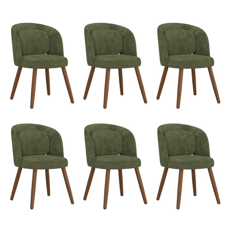 Katherine Upholstered Back Side Dining Chairs (Set Of 6), Chenille Green