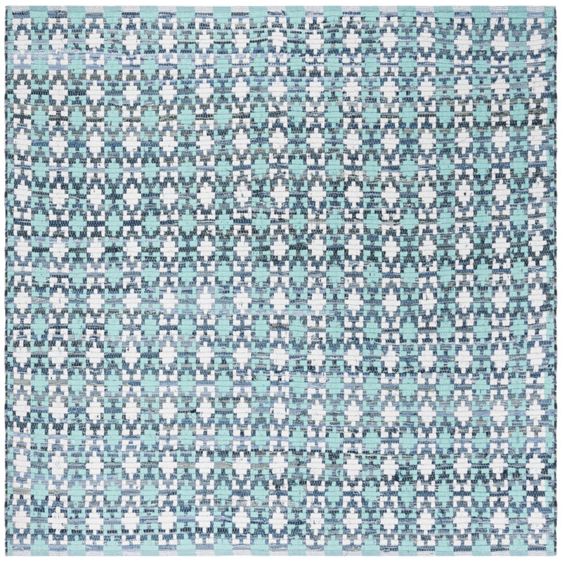 Montauk Hand Woven Cotton Geometric Rug, Square 6'