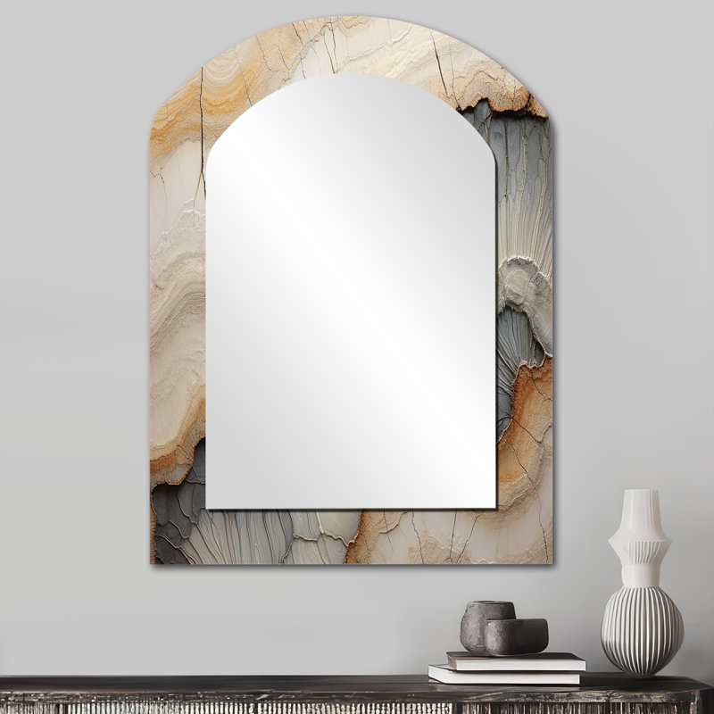 Miroir mural beige et orange en minimalisme Geode II - Beige, 34 po x 25 po