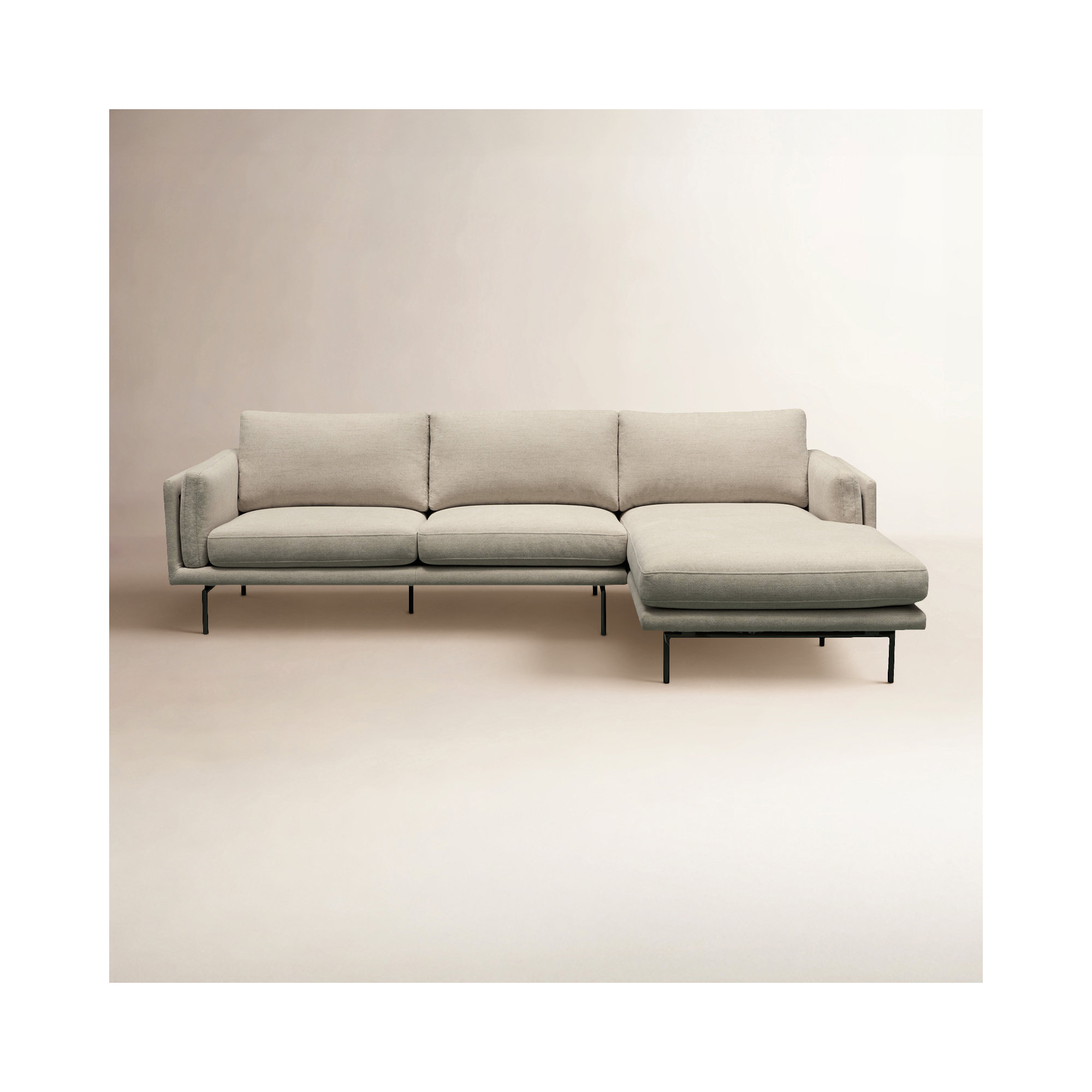 Elenora Upholstered Chaise L-Sectional, Beige Performance