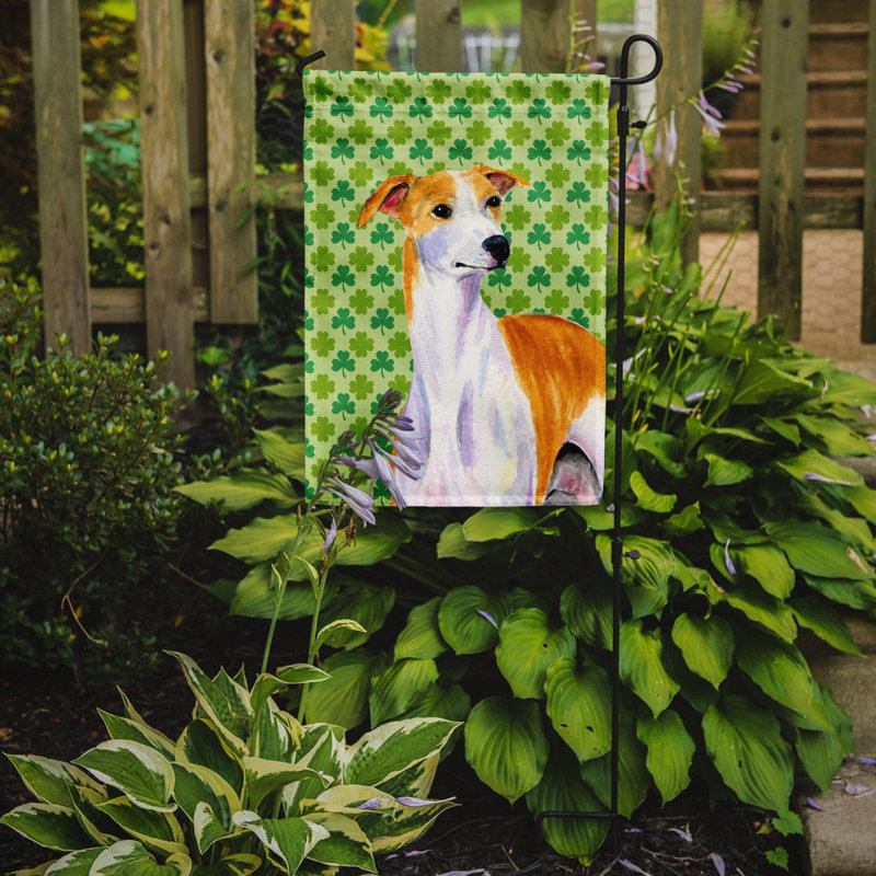 Drapeau de jardin à 2 côtés st. patrick day trèfle, Lévrier Whippet