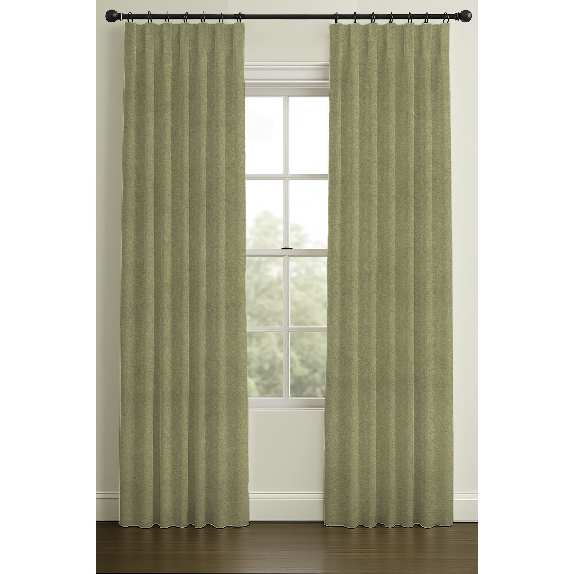 Inverted Pleat Single Lining Cotton Matelesse, 33" W x 120" L, Green