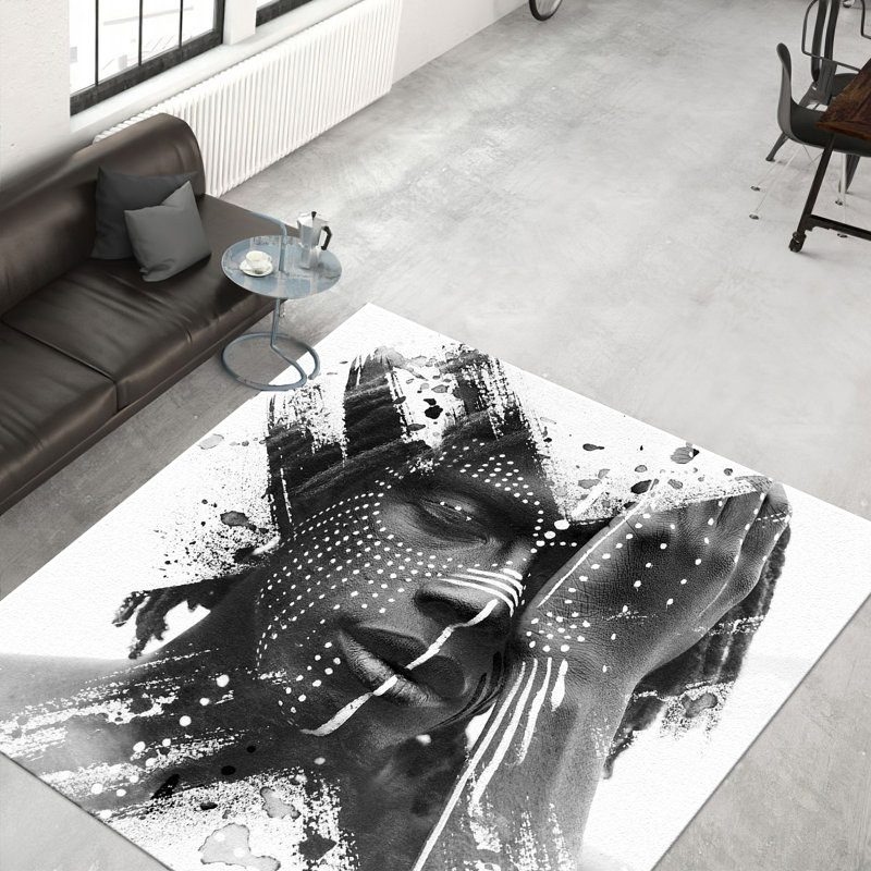 Chic Non Woven Soft Printed Rug Featuring an Intricate Floral and Geometric Design for a Sophisticated Home Decor Touch
