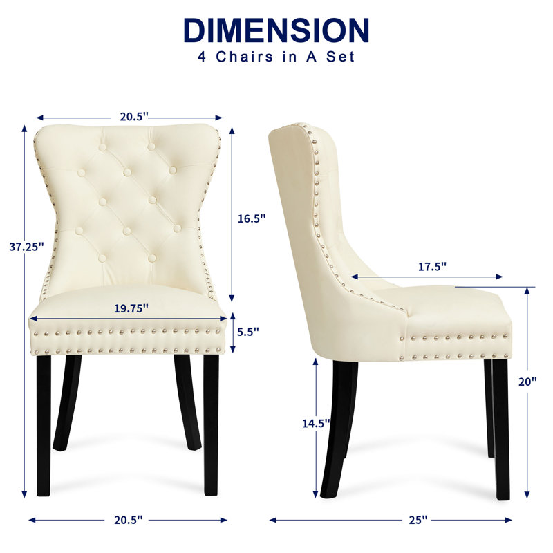 Senetria Faux Leather Wing Back Dining Chairs, Beige