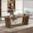 71" Executive Desk For Home Office – Industrial Rustic Wood Computer Table With Solid Wooden Pedestal(Only Table,No Chair)