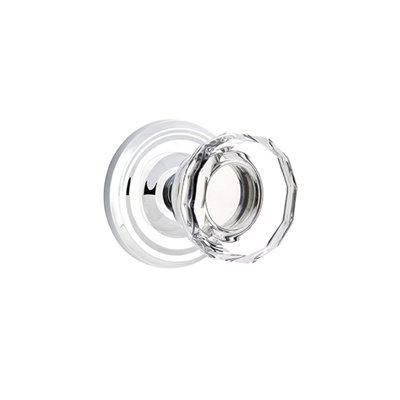 Ensemble de faux boutons Emtek avec rosette régulière et bouton en verre Lowell