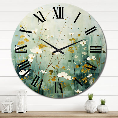 Horloge murale «Purple Tranquil Oasis - Abstract Botanicals»