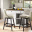  Tabouret de comptoir pivotant en similicuir brun de 25,5 po avec structure en bois massif-374388658-374388661