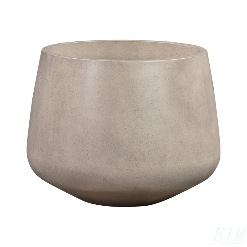 Amethyst Medium Round Lightweight White Concrete Indoor Or Outdoor Planter In White