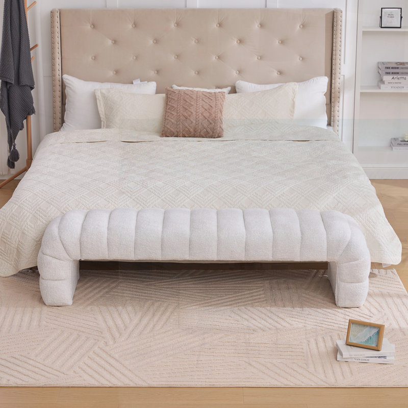 Banc de lit sans accoudoirs Modern, Ivoire ivoire