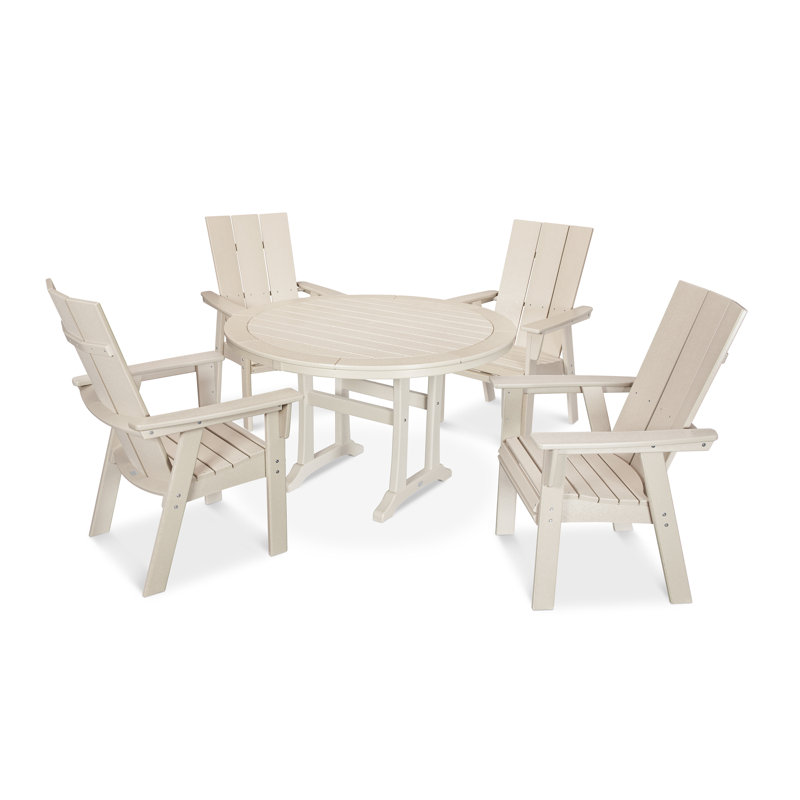 Ensemble repas 5 pièces POLYWOOD Modern Curveback Adirondack, Sable