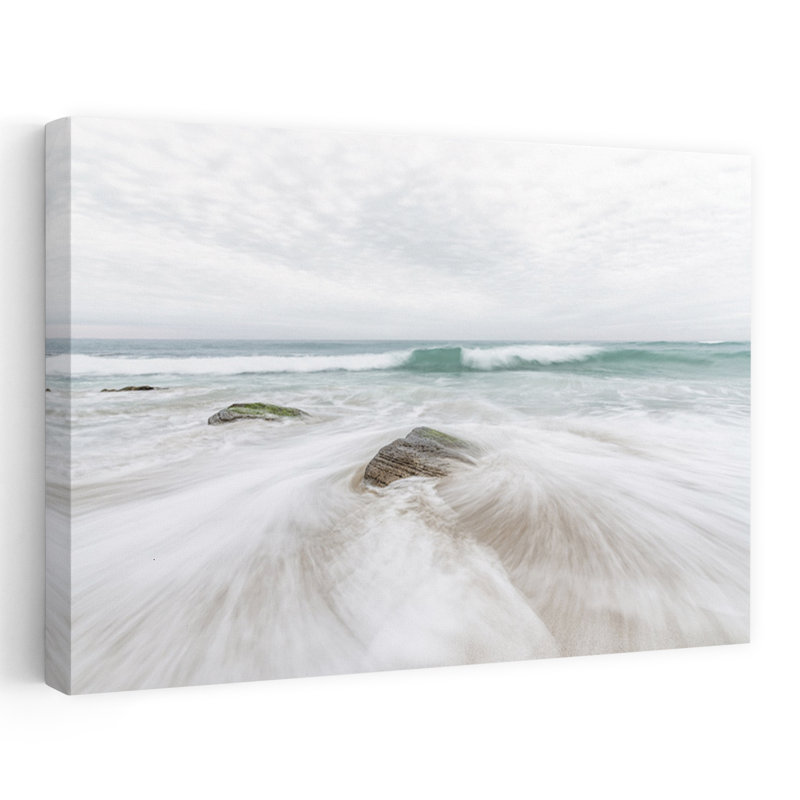 «Rhythms of the Atlantic Shore», art paisible moderne paysage côtier serein, 16" H x 24" W