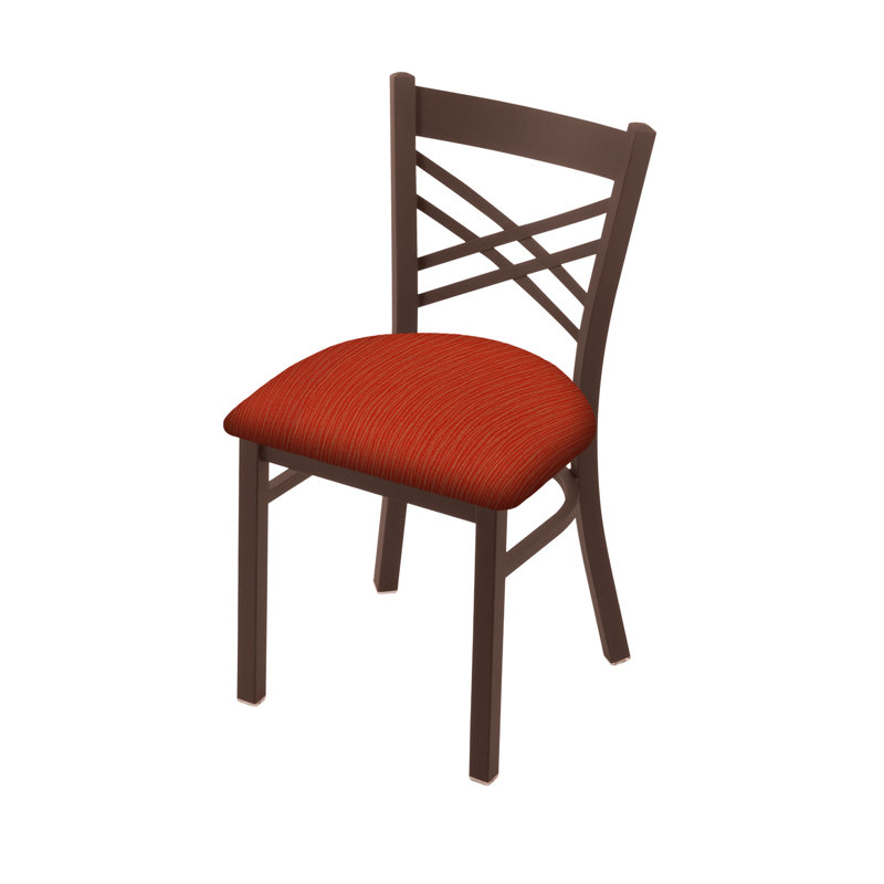 Catalina 18'' H Upholstered Metal Side Chair, Bronze, Fabric-Graph Poppy