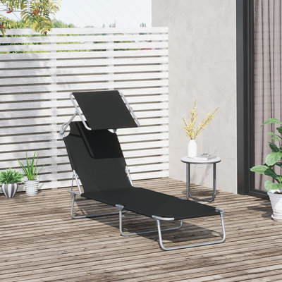 Chaise longue pliante ajustable avec parasol Outsunny pour la détente à la plage, au camping et dans la cour arrière