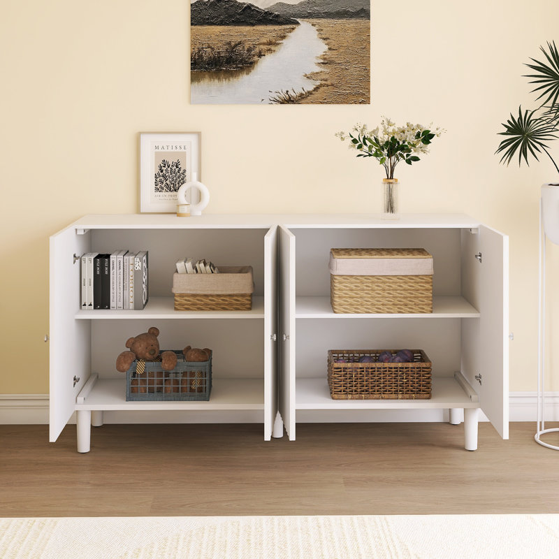 Buffet avec portes à motif ondulé, Blanc