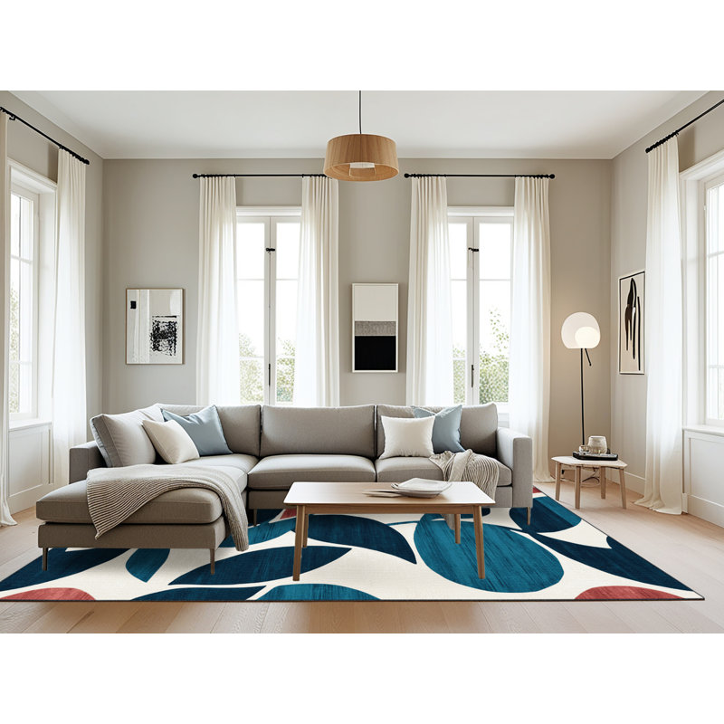 Tapis vert aquarelle lavable à la machine, Rectangulaire 8 pi x 10 pi