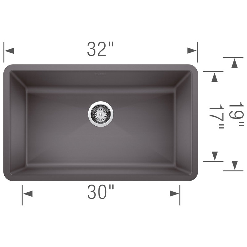 Precis SILGRANIT 32" Super Single Undermount Kitchen Sink, Cinder