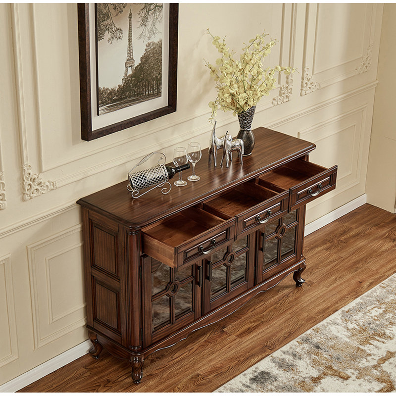 American-style Walnut & Glass Sideboard