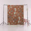 Tapis décoratif moderne à motif orange et beige sur le thème des arbres et des animaux sauvages-383840366