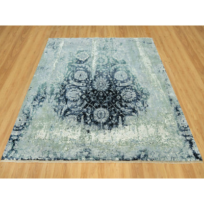 8'0" x 8'0" New Hand Knotted Wool & Silk Square Oriental Rug 
