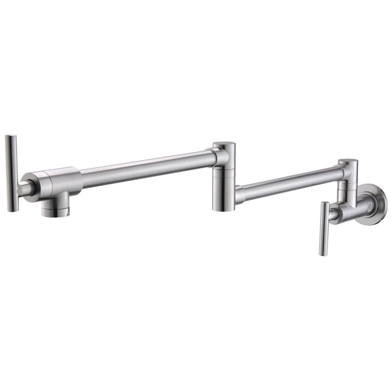 ° Swing Arm Stainless Steel Pot Filler For Modern Kitchens - Wall Mount Commercial Use