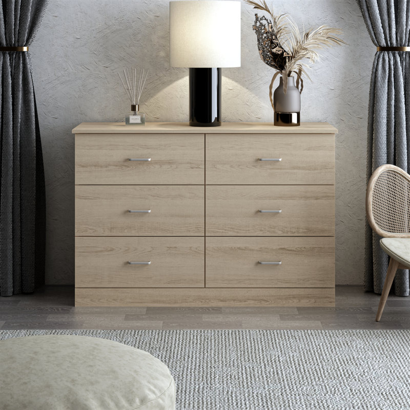 Commode 6 tiroirs Allyannah, Chêne Oslo / STURDY