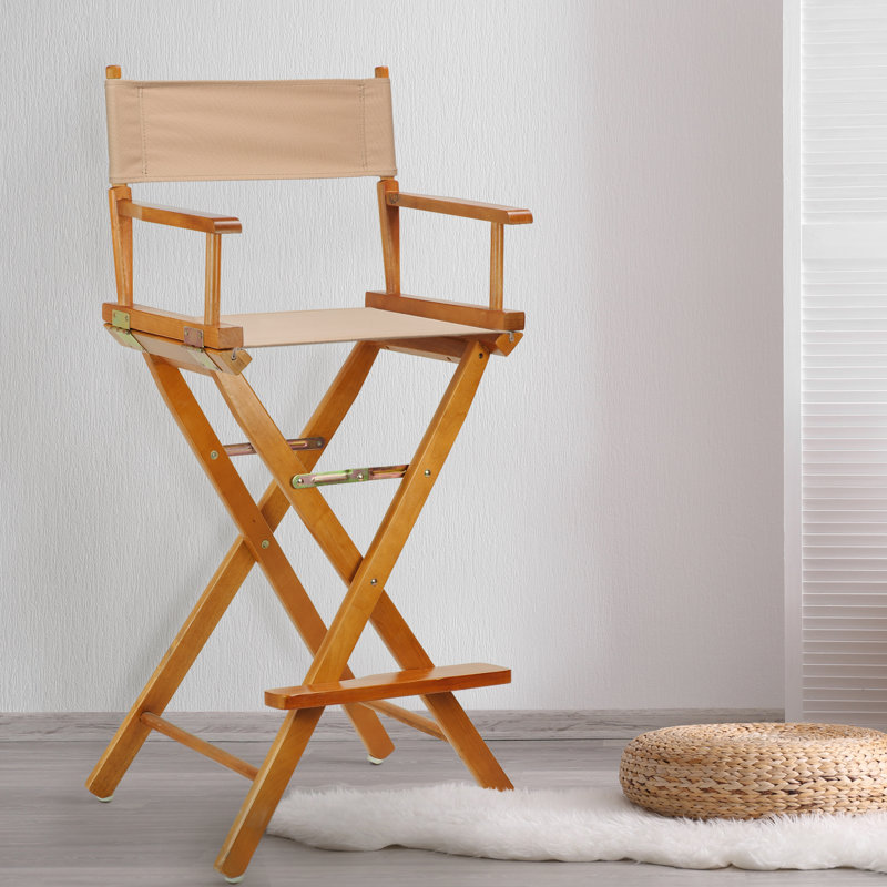 Chaise de réalisateur pliante de 30 po avec toile, Brun clair, Chêne miel