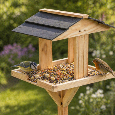 Redwood - Wooden Bird Table with Roof