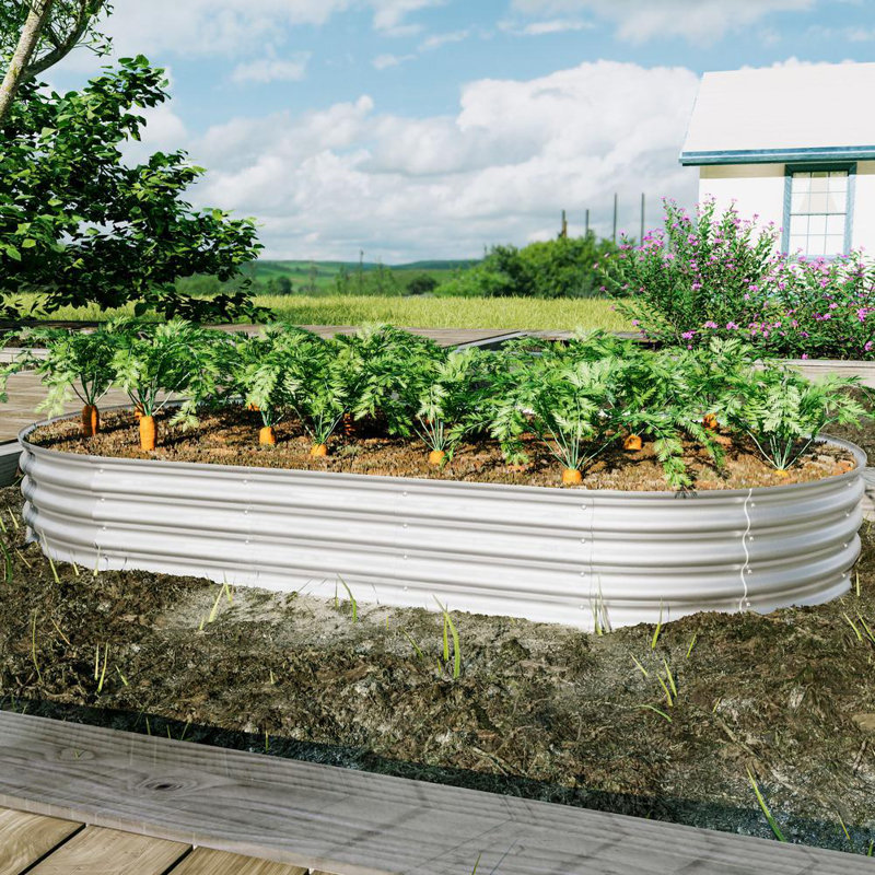 12" Tall Metal Outdoor Raised Garden Bed, 12" H x 96" W x 48" D