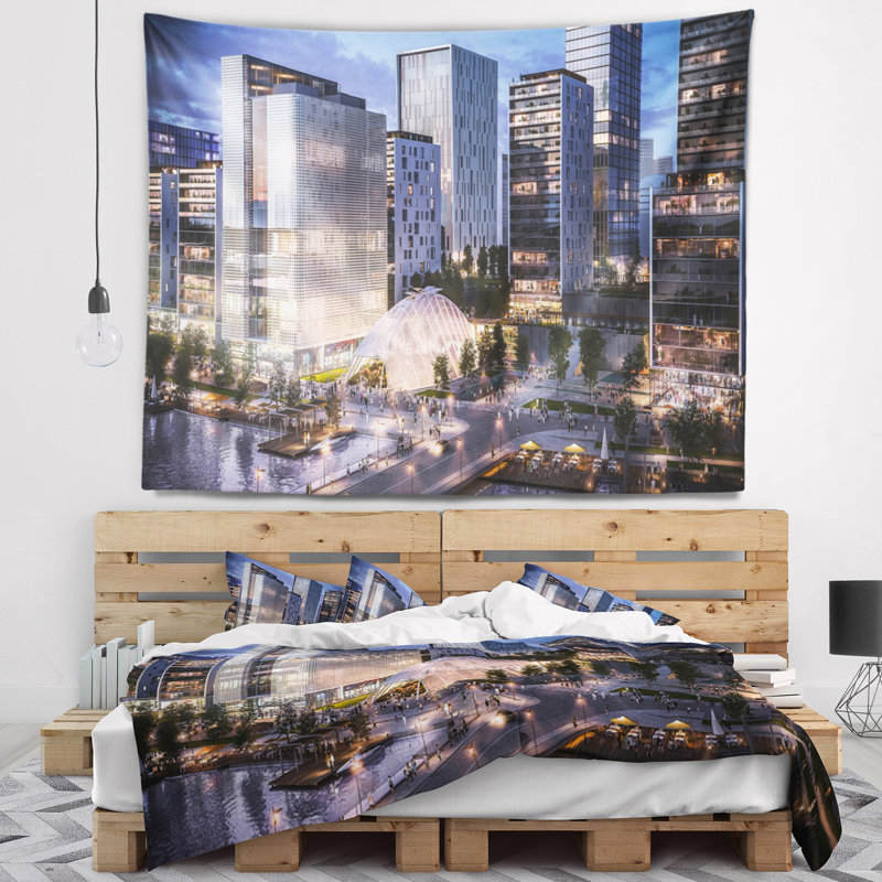 Tapisserie cityscape résidentielle complexe, H 32 po x l 39 po